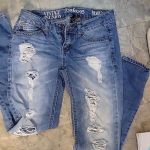 Vintage Reunion Blue Distressed Skinny Jeans